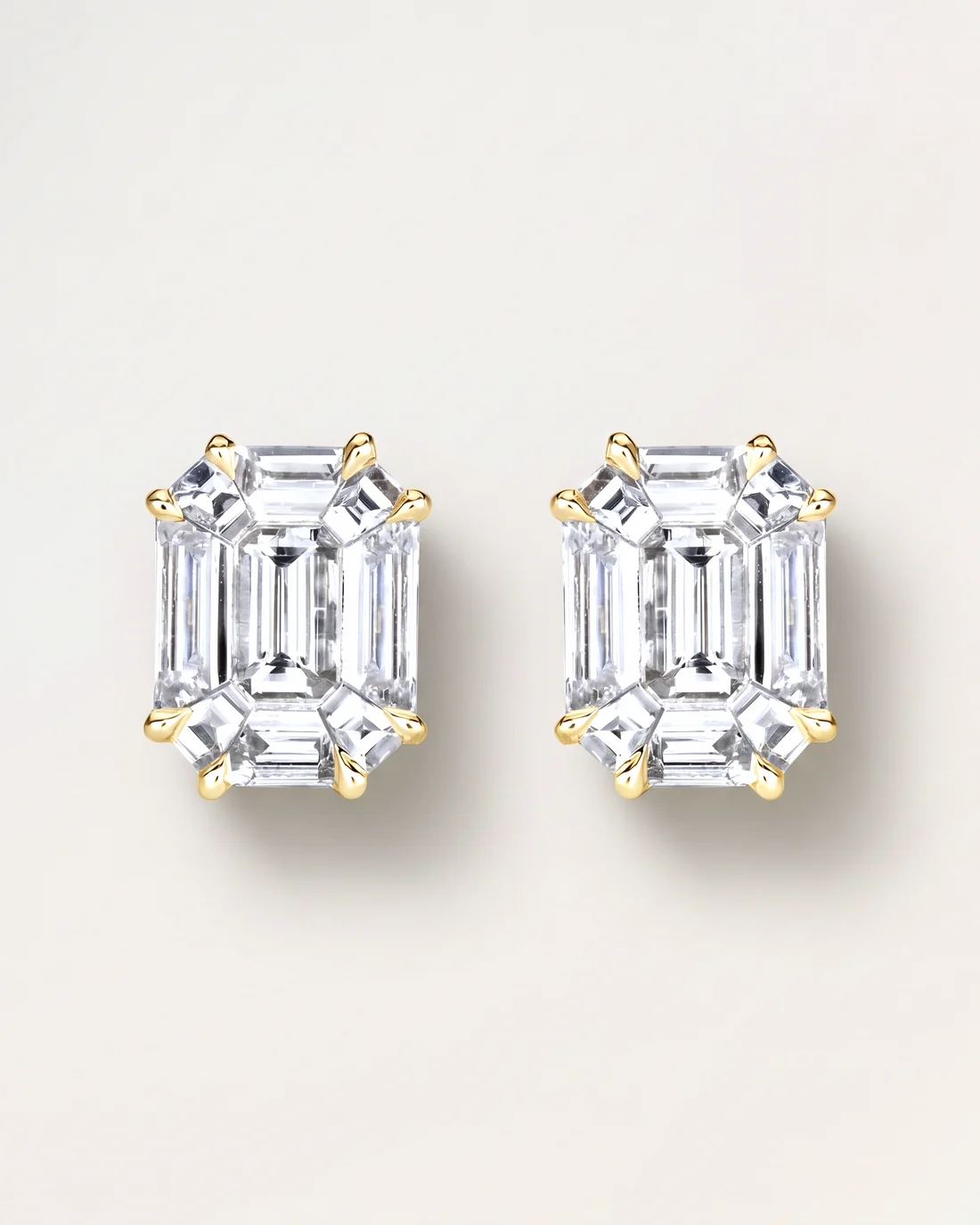 ORTIGAS Baguette Deco Studs, серьги, вид спереди
