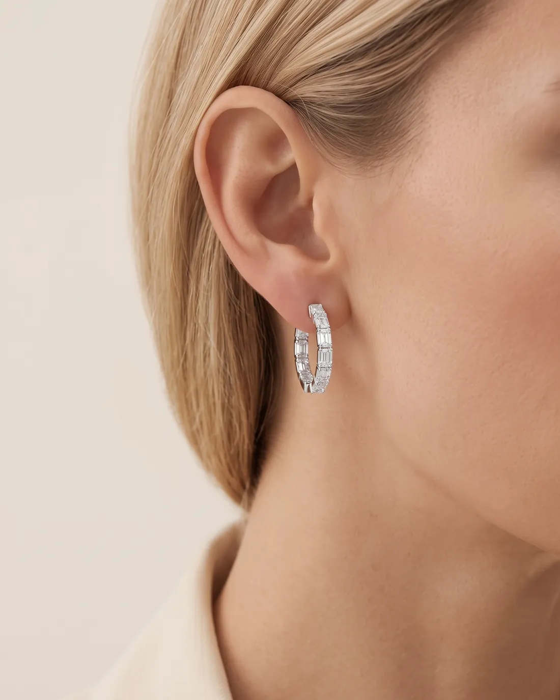 ORTIGAS Diamond Hoops, серьги, в ухе