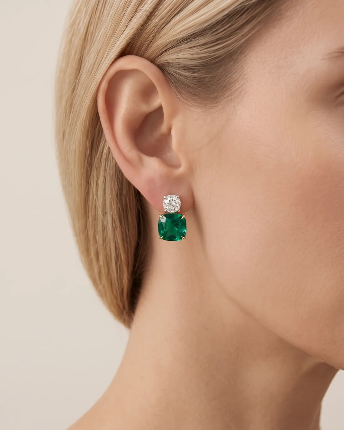ORTIGAS Emerald Toi et Moi, серьги, в ухе