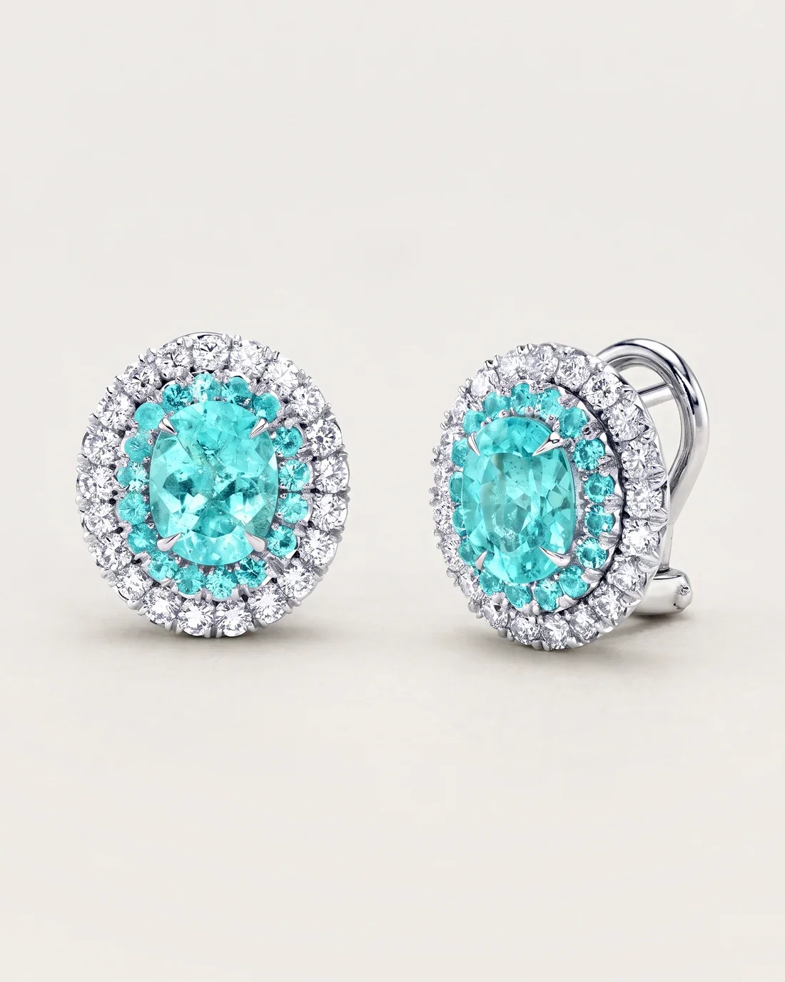 ORTIGAS Paraiba Halo Studs, серьги, вид спереди