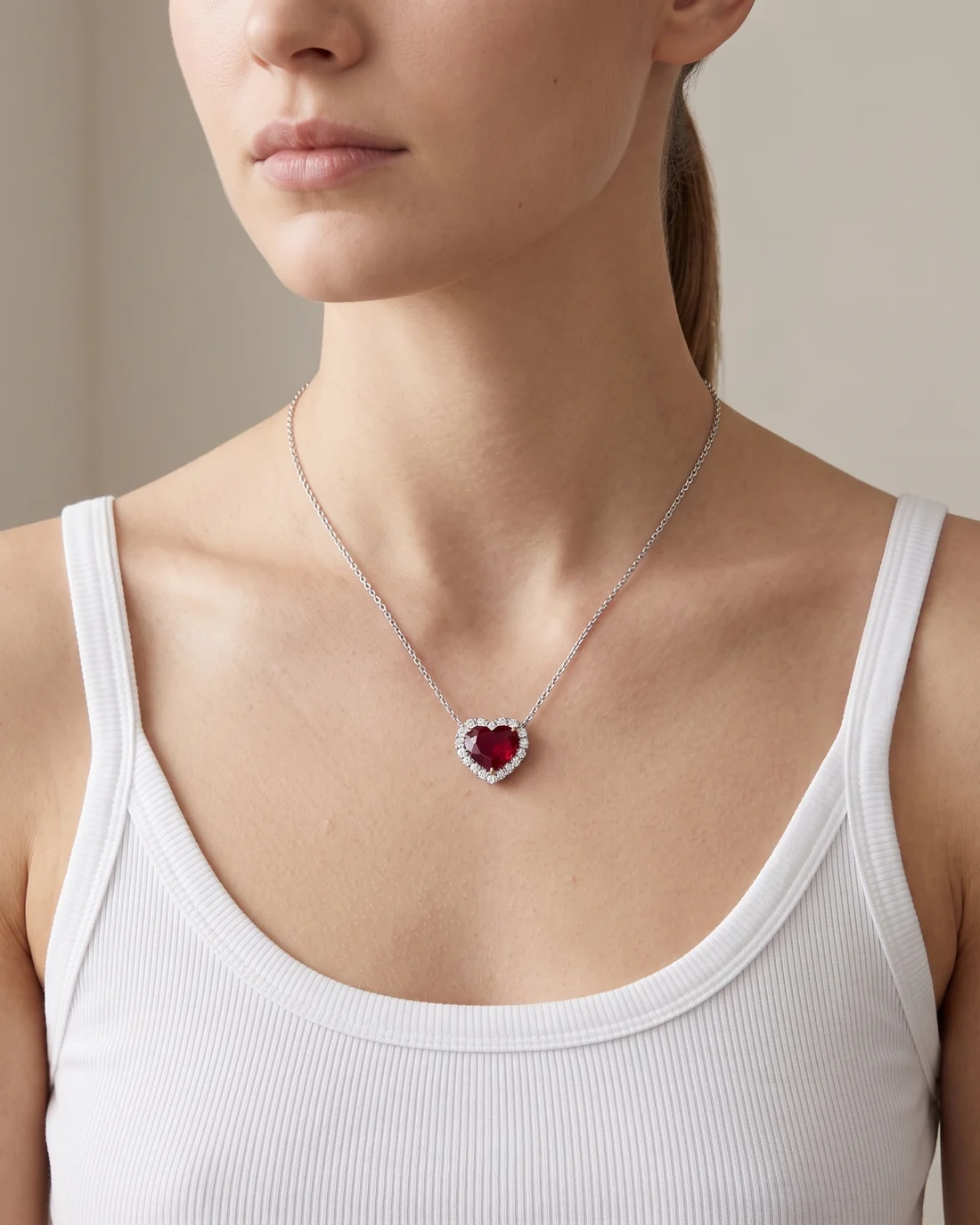 ORTIGAS Red Heart Halo, колье, на шее