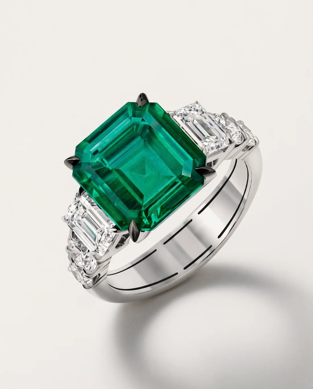 ORTIGAS Emerald Baguette, кольцо, вид спереди
