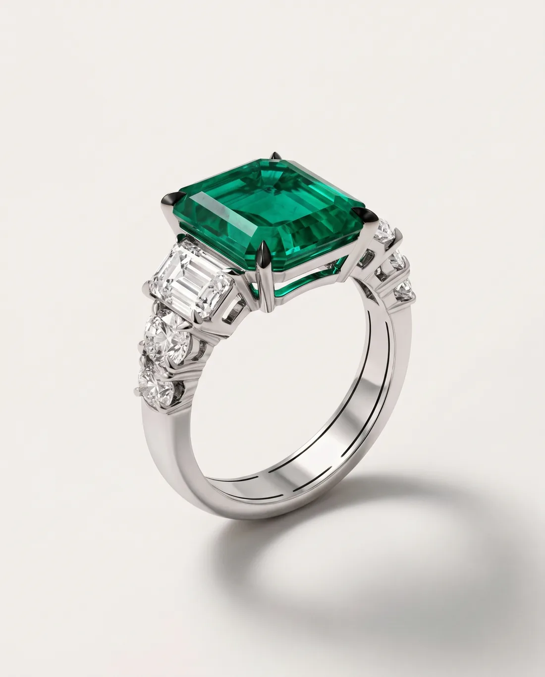 ORTIGAS Emerald Baguette, кольцо, вид в три четверти
