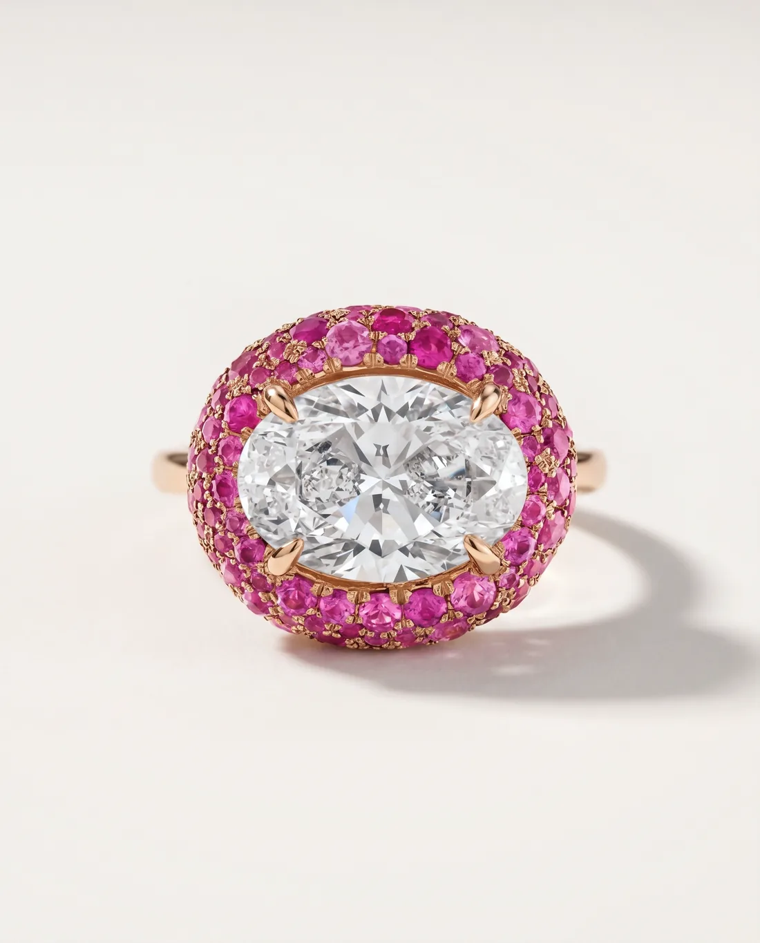 ORTIGAS Pink Sapphire Dome, кольцо, вид спереди