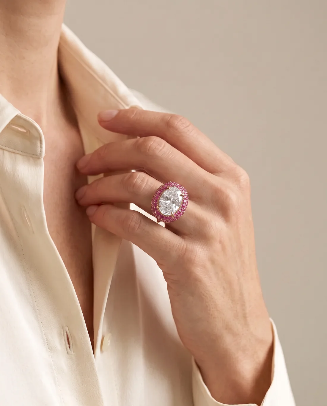 ORTIGAS Pink Sapphire Dome, кольцо, на руке